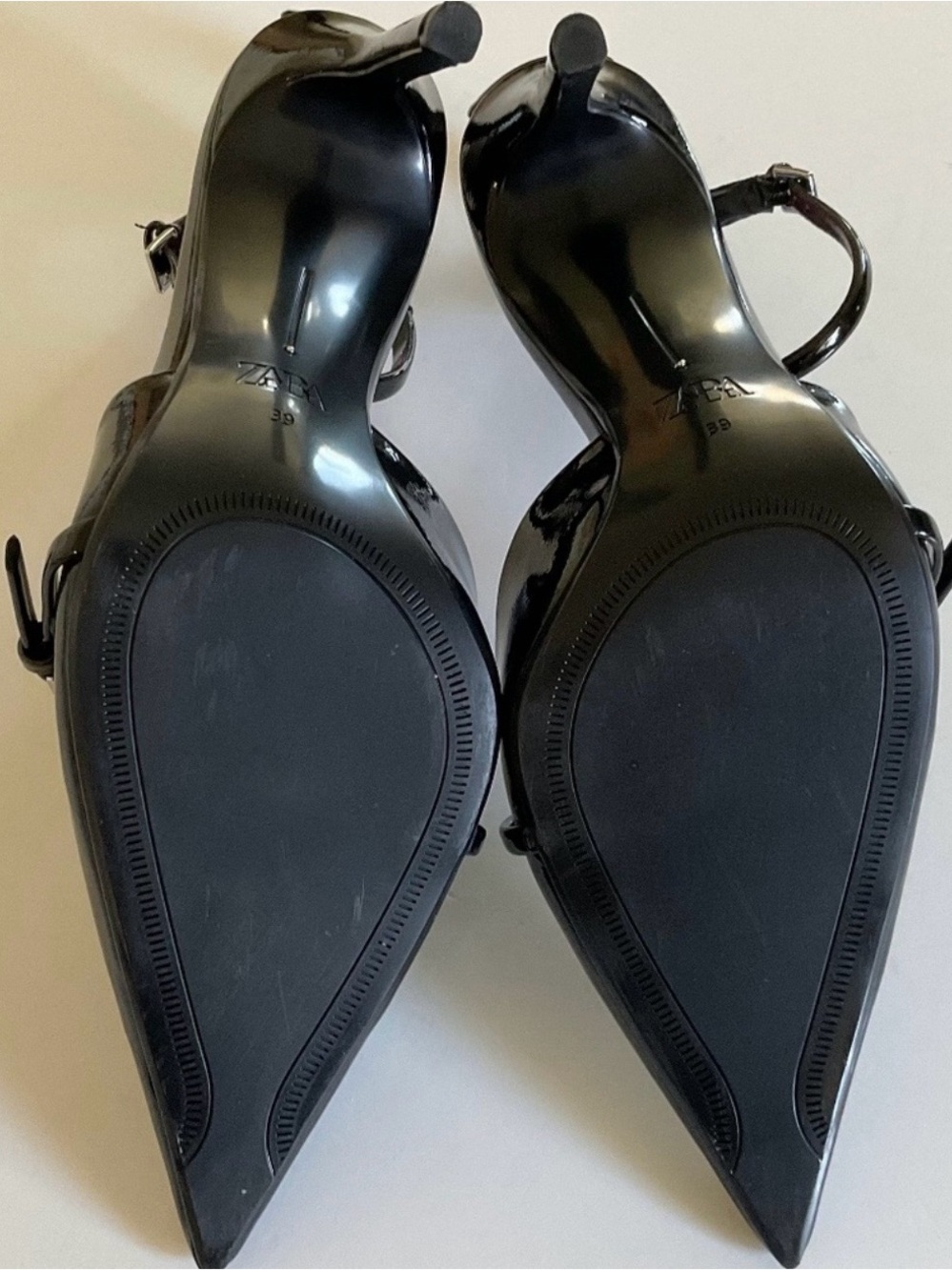 Zara Black Patent Pointed-Toe Ankle-Strap Stiletto - Picture 8 of 11